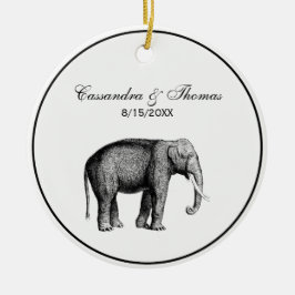 Vintage Elephant Teckning Julgransprydnad Keramik