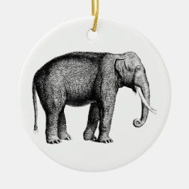 Vintage Elephant Teckning Julgransprydnad Keramik