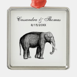 Vintage Elephant Teckning Julgransprydnad Metall
