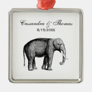 Vintage Elephant Teckning Julgransprydnad Metall