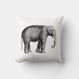 Vintage Elephant Teckning Kudde
