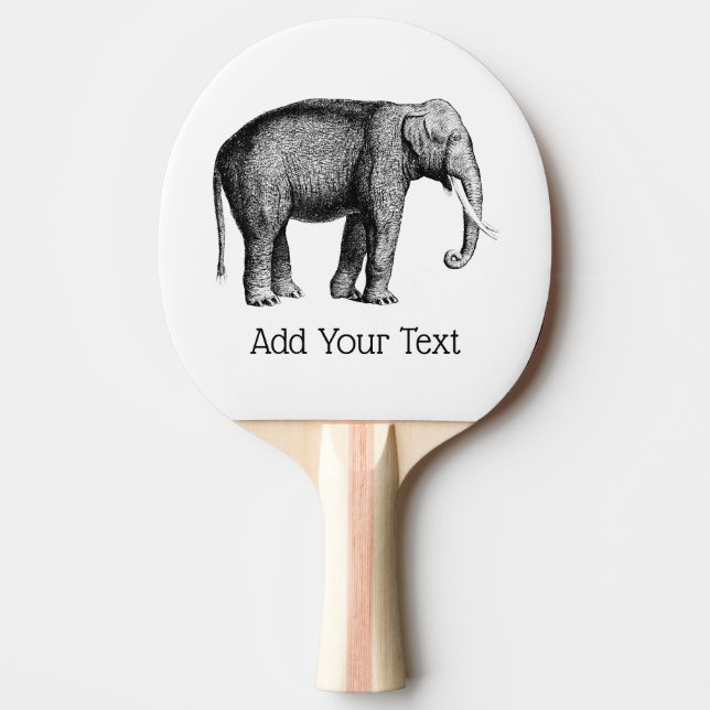 Vintage Elephant Teckning Pingisracket (Framsidan)
