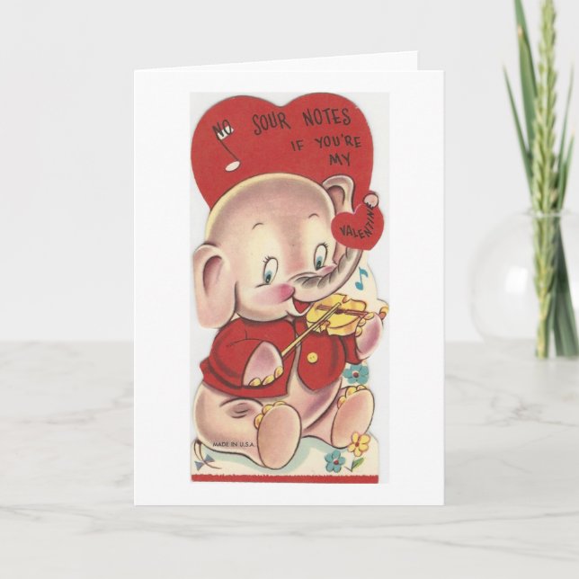 Vintage Elephant Valentine Helgkort (Framsida)