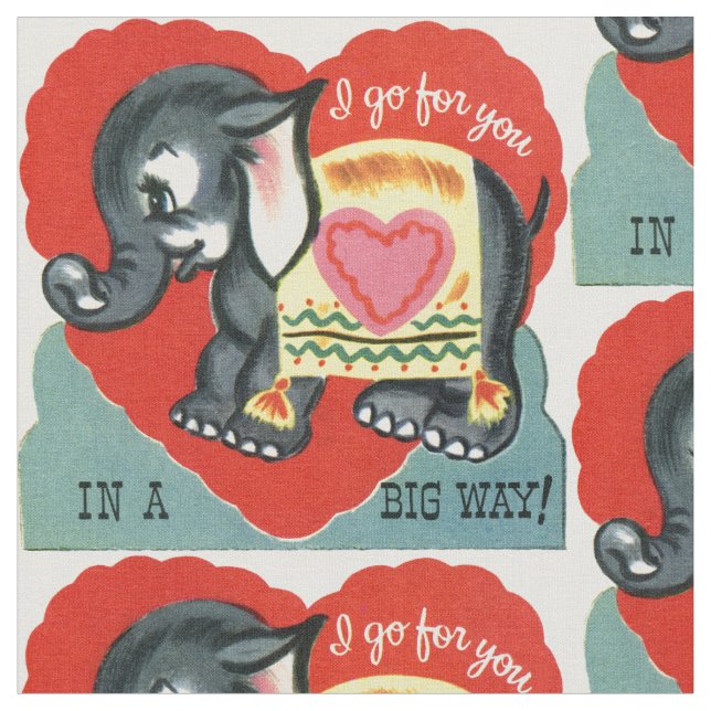 Vintage Elephant Valentine Tyg (Närbild)