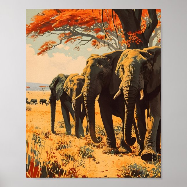 Vintage Elephants Poster (Framsidan)