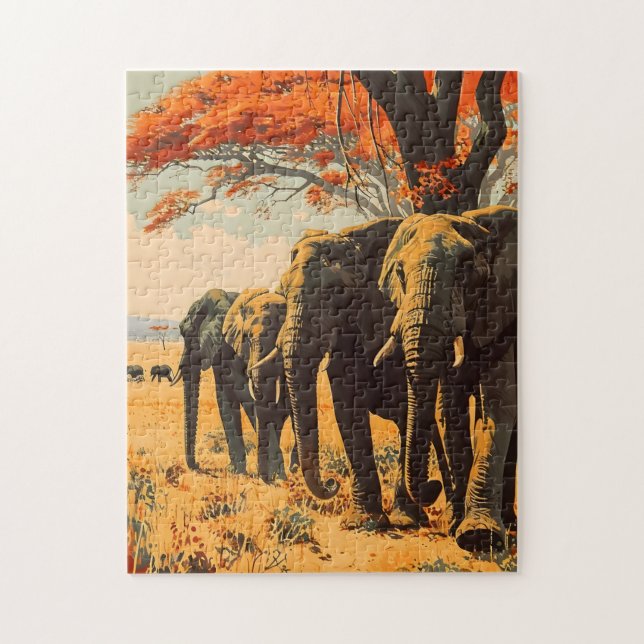 Vintage Elephants Pussel (Vertikal)