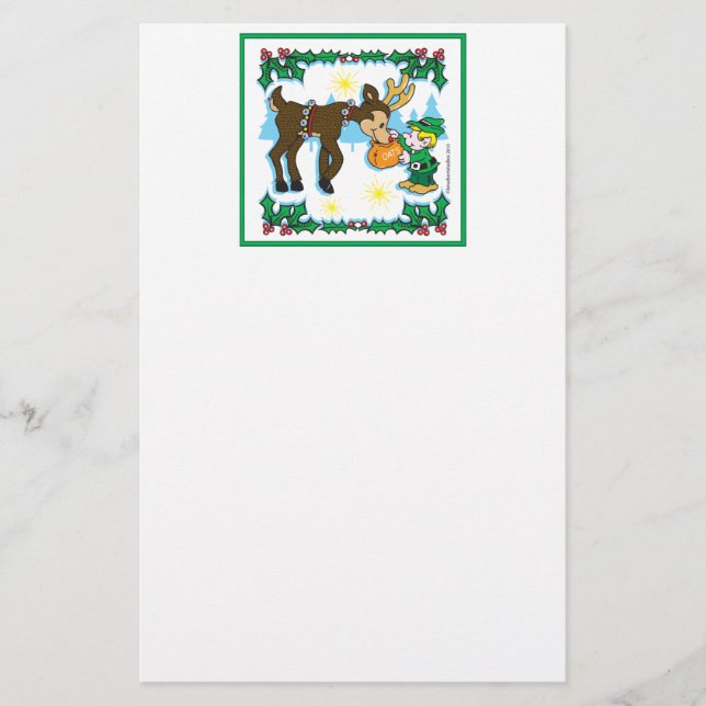 Vintage Elf och Reindeer Brevpapper (Framsida)