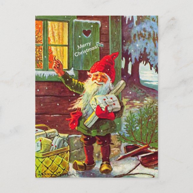 Vintage Elf Swedish Gnome Tomte (kopia) vykort (Framsida)