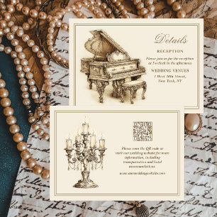 Vintage Elfenben Tidlös QR-kod Detaljer Bröllop Tilläggskort