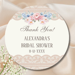 Vintage Elfenbensfärgad Blommig Spets Bröllopsfest Runt Klistermärke