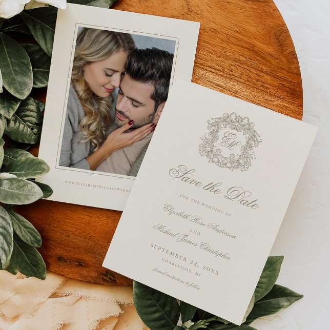Vintage Elfenbenskam Wedding Foto Spara Datumet (Skapare uppladdad)