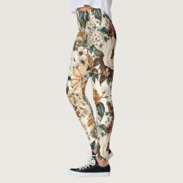 Vintage Elfenolblommor, flerfärgade Ro Mönster Leggings