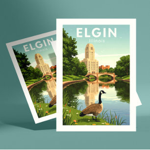 Vintage Elgin Illinois Vykort