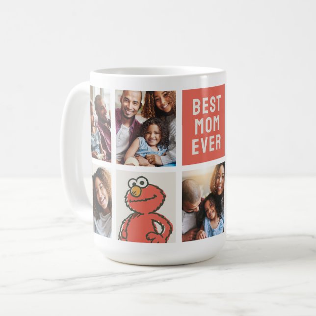 Vintage Elmo | Bästa Mamma - Fotokollage Kaffemugg (Framsida vänster)