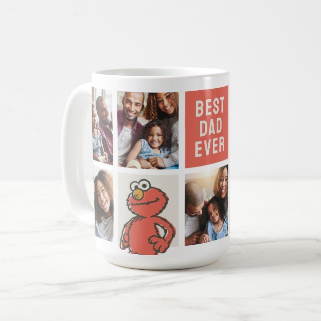 Vintage Elmo | Bästa Pappa - Fotokollage Kaffemugg (Framsida vänster)