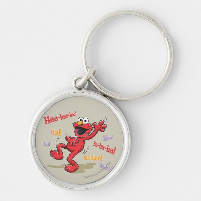 Vintage Elmo He-he! Rund Silverfärgad Nyckelring (Framsidan)