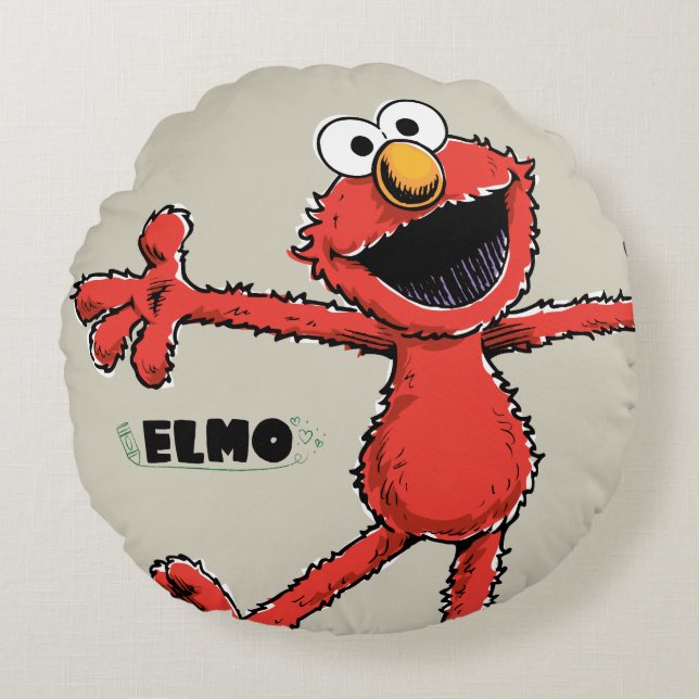 Vintage Elmo Rund Kudde (Framsidan)