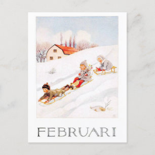 Vintage Elsa Beskow februari vykort