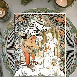 Vintage Elsa Beskow julängel vinterscen Julkort
