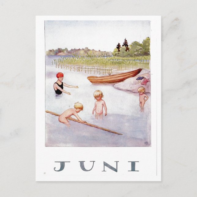 Vintage Elsa Beskow Junivykort Vykort (Framsida)