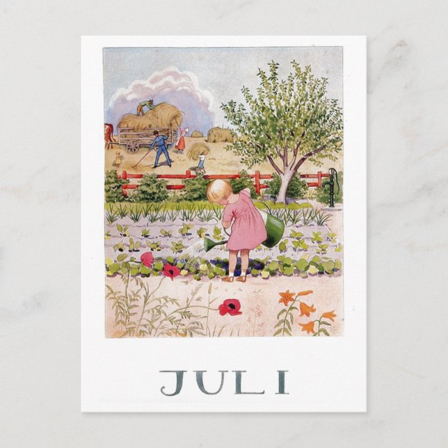 Vintage Elsa Beskow Junivykort Vykort (Framsida)