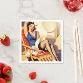 Vintage Elvgren Cruise Frakt Retro Pin Up Girl Pappersservett