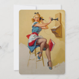 Vintage Elvgren Telefon Pin-up Girl Retro Inbjudningar