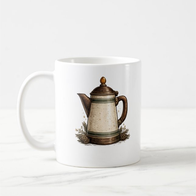 Vintage Emalj Kaffe kanna Kaffemugg (Vänster)