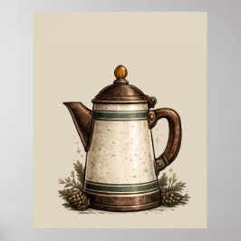 Vintage Emalj Kaffe kanna Poster