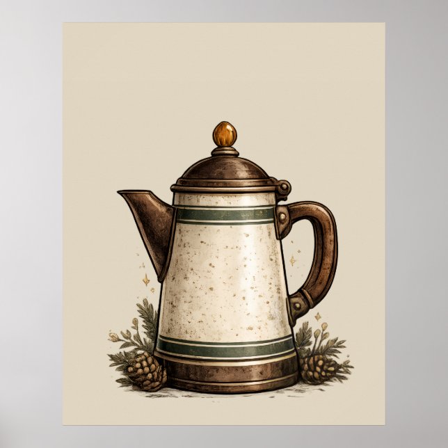 Vintage Emalj Kaffe kanna Poster (Framsidan)