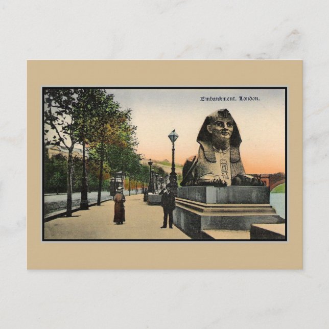 Vintage Embankment sphinx London Thames River Vykort (Framsida)