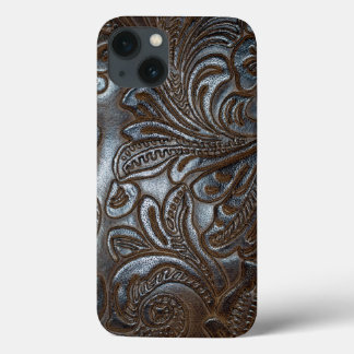 Vintage Embossed Brown Leather