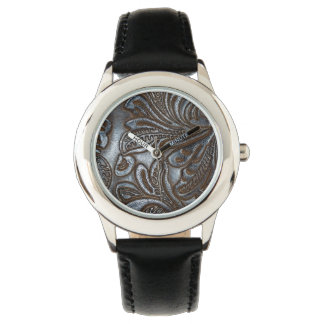 Vintage Embossed Leather Armbandsur