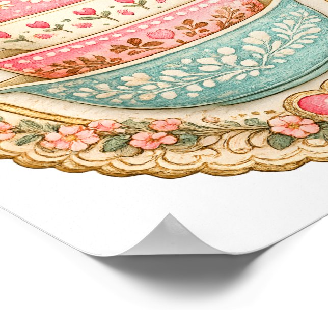 Vintage Embroidered Mixing Bowls Poster | Cottagec (Hörn)