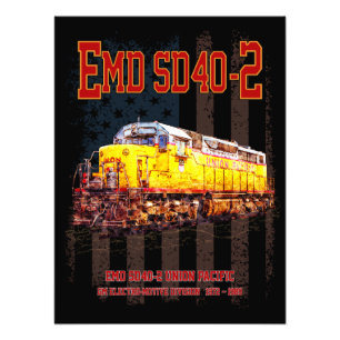 Vintage-EMD SD40-2 Diesel Locomotive American flag Fototryck