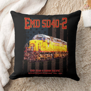 Vintage-EMD SD40-2 Diesel Locomotive American flag Kudde