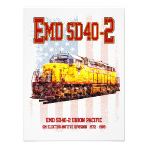 Vintage EMD SD40-2 diesel lokomotiv amerikansk fla Fototryck