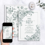 Vintage Emerald Blommigt Line art 60:e födelsedage Inbjudningar<br><div class="desc">Fira en milstolpe i stil med vår Vintage Emerald Blommigt Line Art 60:e födelsedagsinbjudan. Från den handskrivna kalligrafin till vintagens hörnarrangemang i elegant emerald grönt, anger den här inbjudan tonen för din speciella dag. Med det matchande blommönstret på baksidan av varje kort är alla säkra på att detta är en...</div>