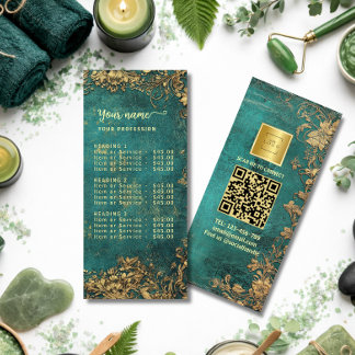 Vintage emerald green gold Price List Meny