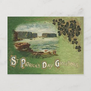Vintage Emerald Isle Shamrock St patrick's day Vykort