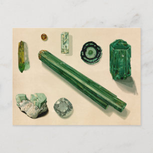 Vintage Emerald/Mineralogy Lithograph Vykort