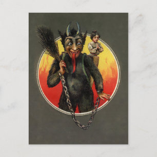Vintage Emerging Krampus Vykort