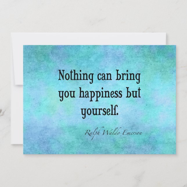 Vintage Emerson Happity Inspirational Quote Blue (Framsida)