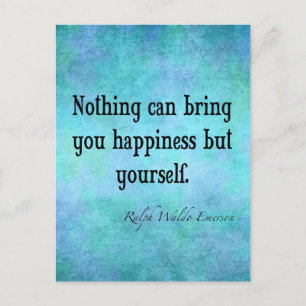 Vintage Emerson Happity Inspirational Quote Blue Vykort