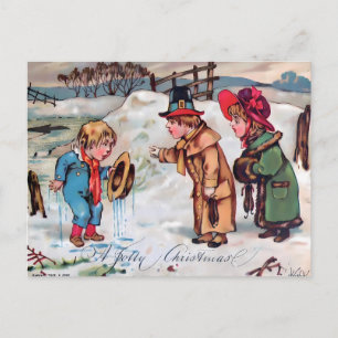 Vintage "En Glad Jul" Snöscen Victoria Vykort