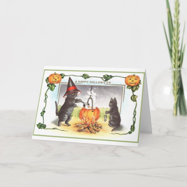 Vintage - en happy halloween, kort (Framsida)