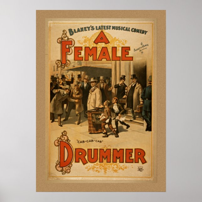 Vintage - En kvinnlig drummer Poster (Framsidan)