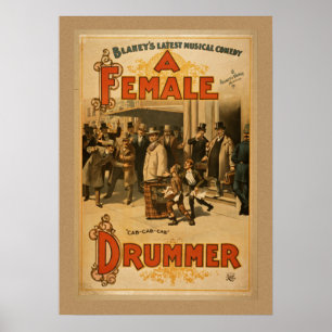 Vintage - En kvinnlig drummer Poster