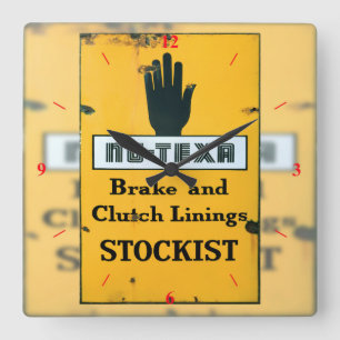 Vintage Enamel-tecken. Fyrkantig Klocka