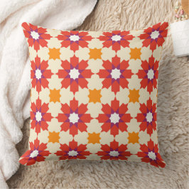 vintage encaustic red cream kudde